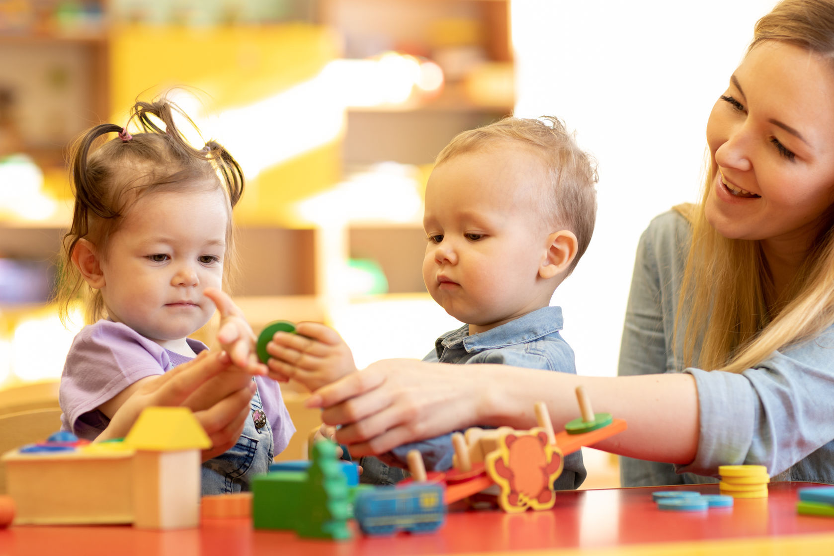 Children learning shapes at daycare